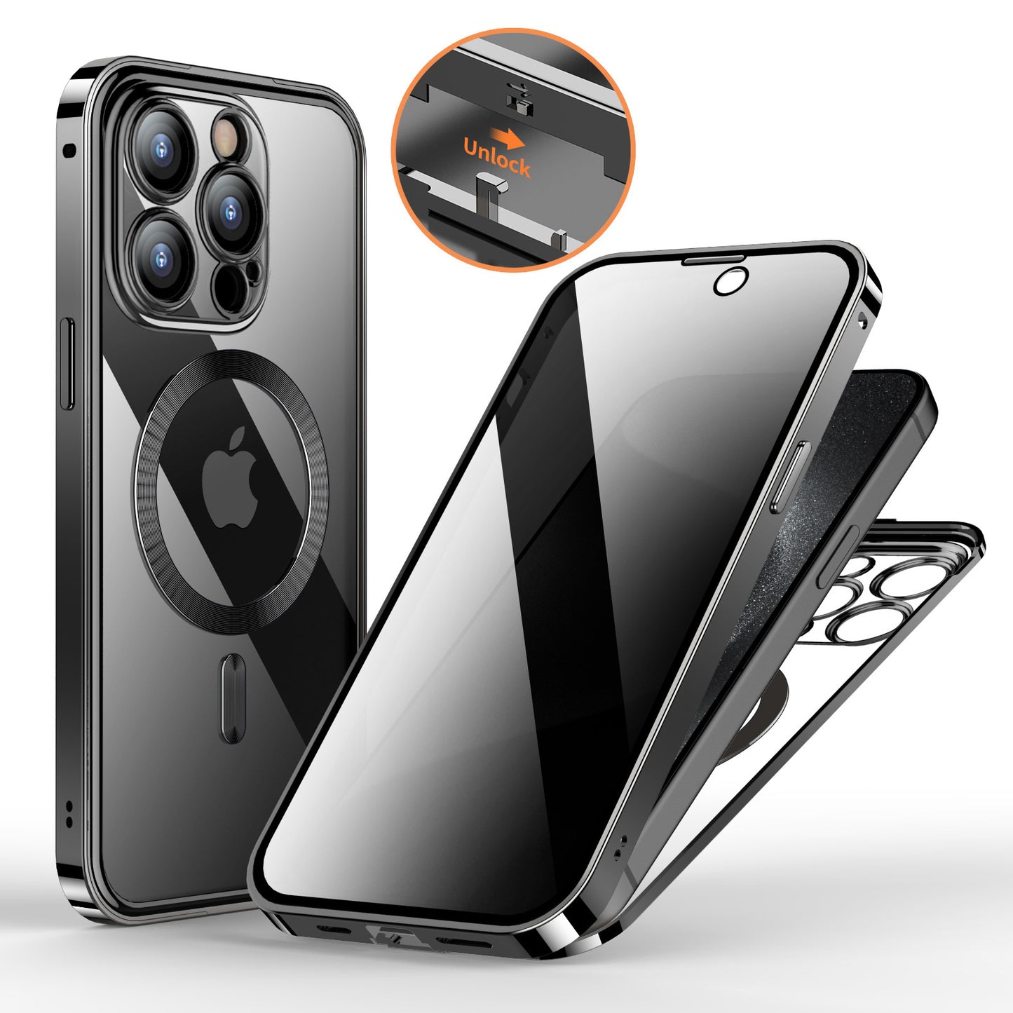 Magnetic Anti-Privacy 360° Protective Phone Case with Wireless Charging